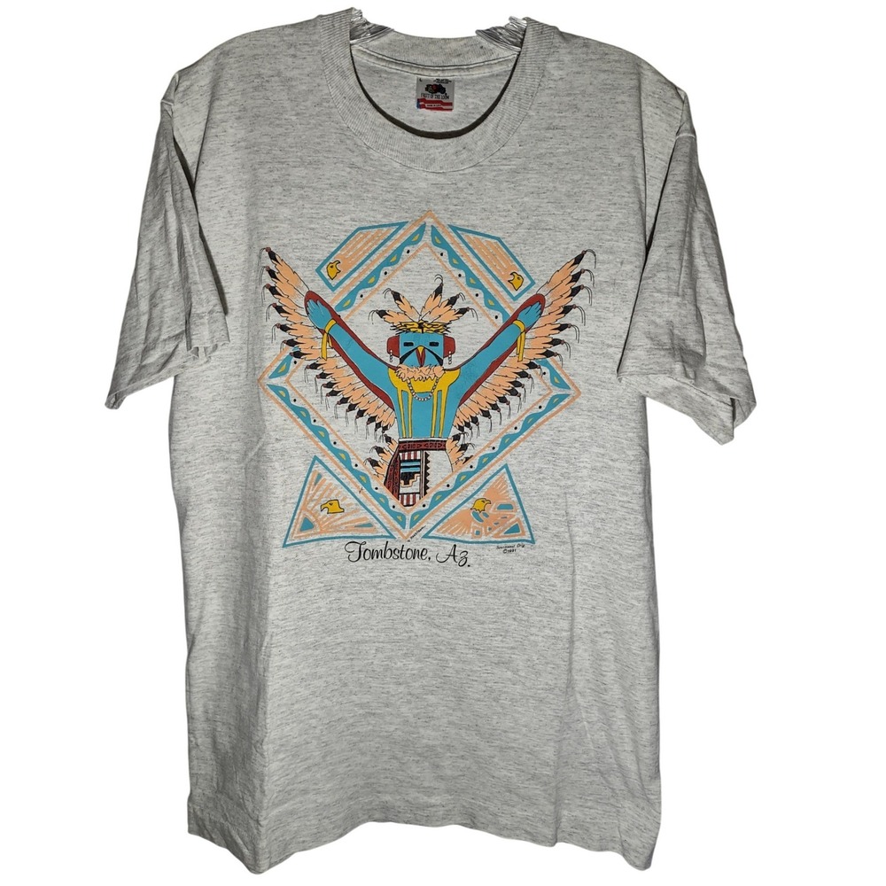 Vintage Fruit of the Loom Tombstone Arizona Graphic Tee Lg Gray Southwestern Art